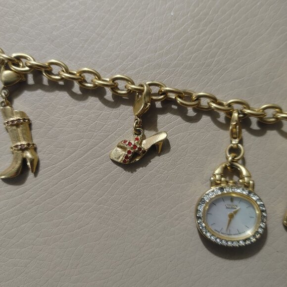 Citizen Watch Charm Bracelet Shoes Silhouette Eco Drive Gold Tone MCM Untested - Picture 12 of 16